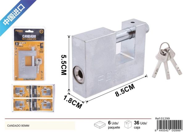 Candado rectangular de 90mm - Ferretería y accesorios