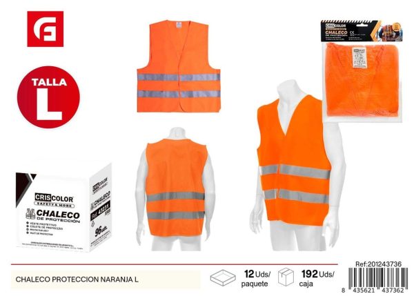 Chaleco de protección naranja talla L - Seguridad y vestimenta