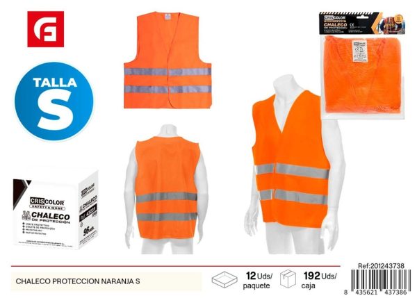 Chaleco de protección naranja talla S - Seguridad y vestimenta