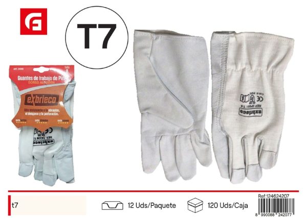 Guantes de piel T-7 con dorso de algodón - Herramientas de trabajo