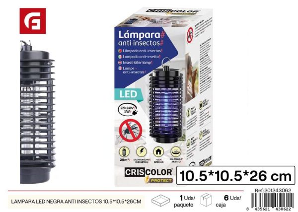 Lámpara LED negra anti insectos 10.5*10.5*26cm - Electrónica y dispositivos anti insectos