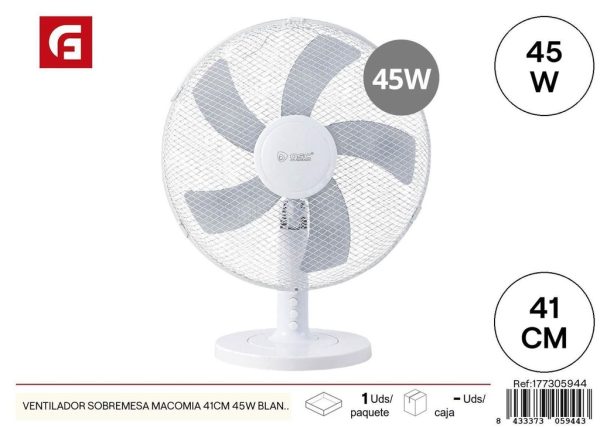 Ventilador sobremesa Macomia 41 cm 45W blanco - Ventiladores de verano