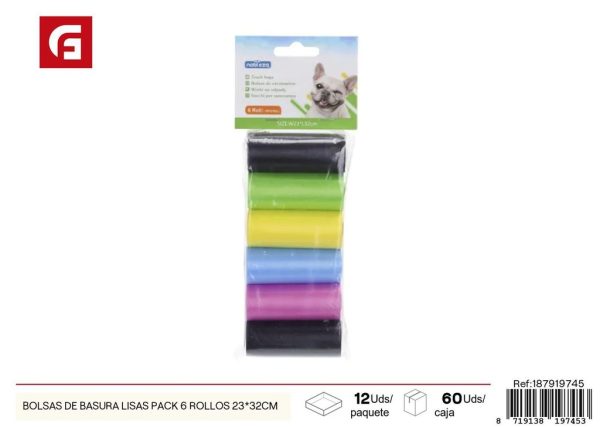 Bolsas de basura lisas pack 6 rollos 23*32 cm - Accesorios para mascotas