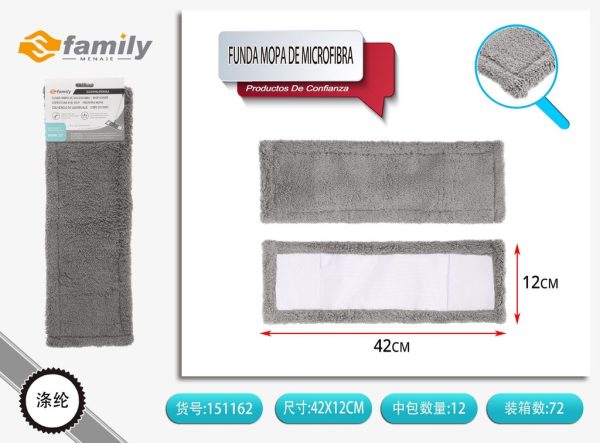 Funda de mopa de microfibra gris 42x12cm - Accesorios de limpieza