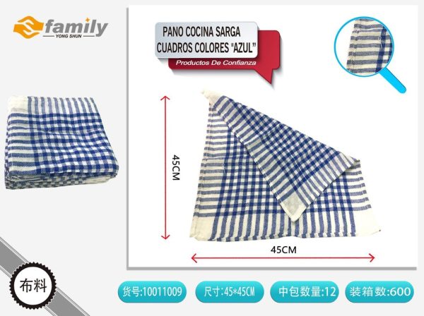Paño de cocina sarga a cuadros colores azul