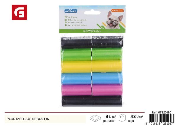 Bolsa de basura de color mezclado Pack de 12 - Accesorios para mascotas