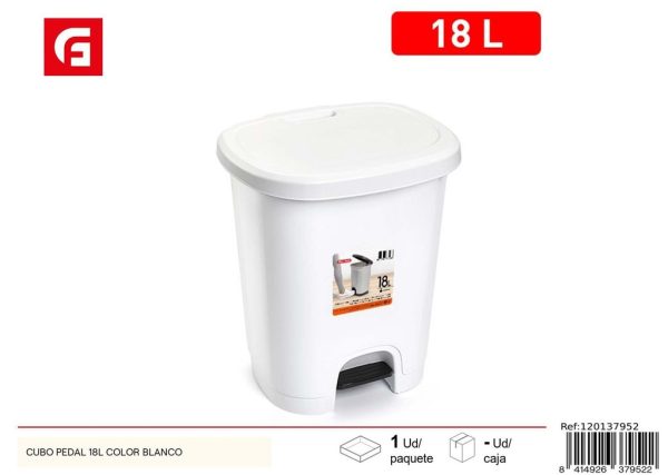 Cubo pedal blanco 18 L - Cubos de basura