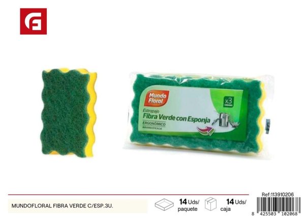 Esponjas para lavar platos Mundo Floral, 3 unidades - Accesorios de limpieza