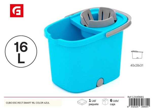 Cubo de escurrir rectangular 16L color azul - Accesorios de limpieza