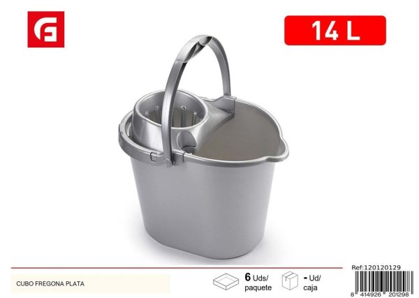 Cubo para fregona color plata limpieza del hogar