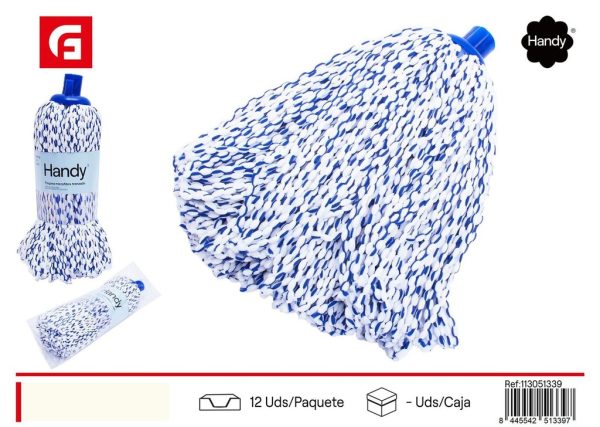 Fregona de microfibra mini trenzada blanca-azul - Productos de limpieza
