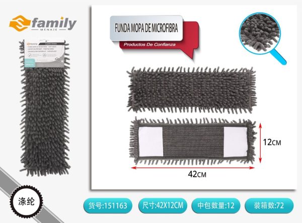 Funda de mopas de microfibra gris 42x12 cm - Artículos de limpieza