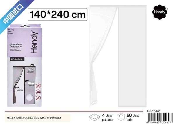 Malla mosquitera para puerta con imán 140x240cm para verano