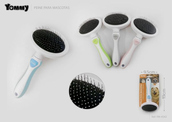 Peine de acero de doble mango 19x9.5x3.5cm - Accesorios de grooming para mascotas