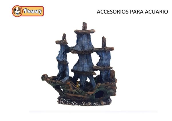 Accesorios para acuario resina gran barco 15.5x9.5x17cm para decoración