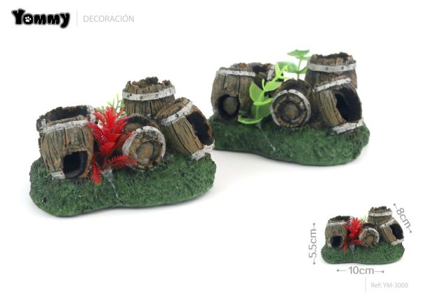 Decoración para acuario barril 11x8x5.5 cm - Accesorios para acuarios