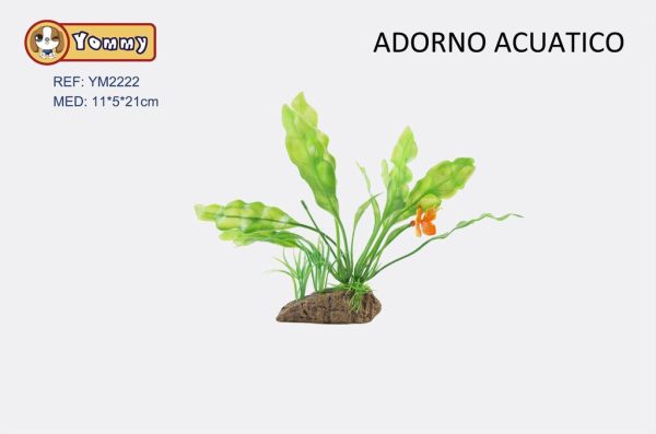 Planta acuática de plástico 11x5x21cm - Decoración acuática