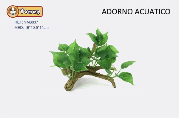 Planta acuática de plástico 16x10.5x14cm - Decoración para acuarios