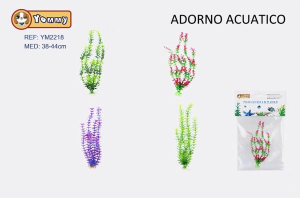 Planta acuática de plástico 38-44cm - Decoración para acuarios - Imagen 2