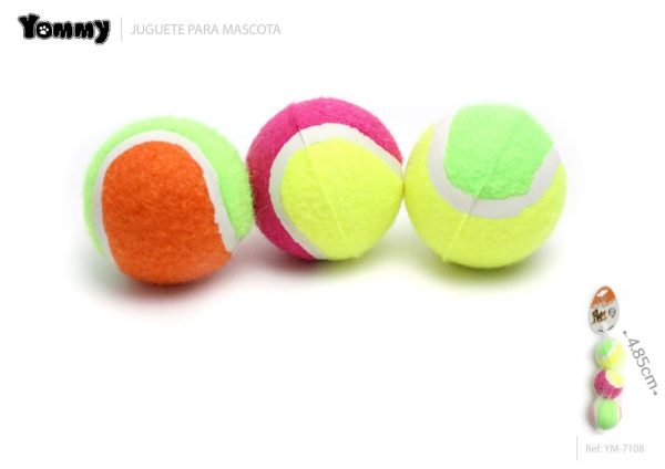 Juguete con pelota de tenis 4.85cm 3 unidades - Juguetes para mascotas