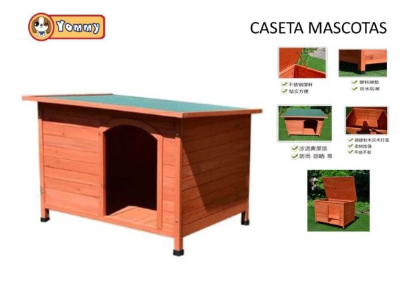 Casa de madera para mascotas (madera de cedro resistente a plagas) 86*60*62 cm - Casas para perros