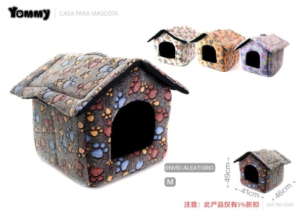 Casa para mascotas de franela M 46*49*41 cm - Accesorios para mascotas