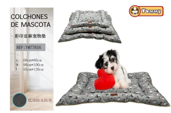 Colchoneta de Perro de Lino Impreso 3 piezas Gris - Accesorios para Mascotas