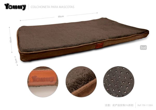 Colchoneta de espuma para mascota 65x95x5 cm marrón - Productos para mascotas - Imagen 2