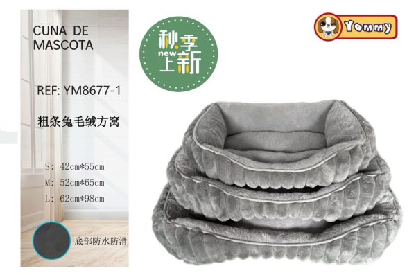Colchoneta de pelaje de conejo gris 3 piezas - Camas acogedoras y elegantes para mascotas