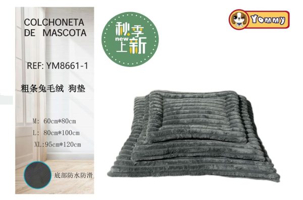 Colchoneta de perro de pelaje de conejo gris 3 piezas - Decoraciones para la comodidad de mascotas