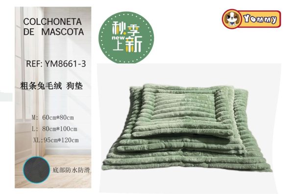Colchoneta de perro de pelaje de conejo verde frijol 3 piezas - Accesorios modernos y entrañables