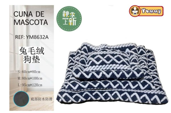 Colchoneta de perro de piel de conejo tipo 3 piezas azul oscuro - Cama para mascotas