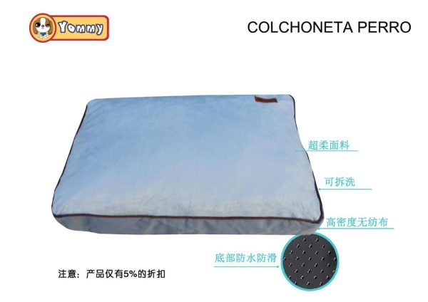 Colchoneta para perro acolchada de 10cm gris 70x50cm - Productos para mascotas
