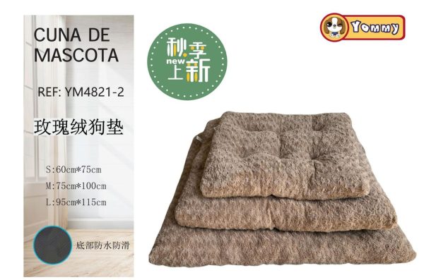 Colchoneta para perro de terciopelo marrón 3 piezas - Comodidad y descanso para perros