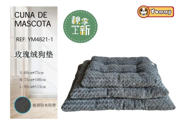 Colchoneta para perro de terciopelo rosa 3 piezas - Camas y descanso para mascotas