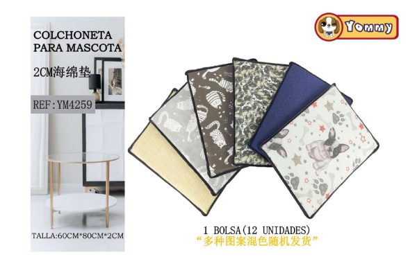 Colchoneta ribeteada para mascotas 80x60x2cm 12 unidades para camas de perros