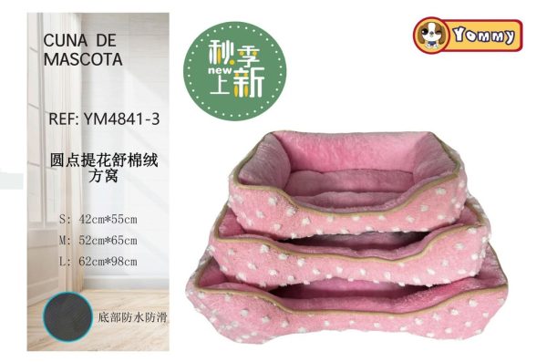 Cuna con estampado de puntos color carne 3 piezas - Accesorios adorables para mascotas