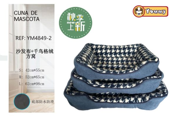 Cuna con tela de camuflaje y pelaje de conejo azul 3 piezas - Camas únicas para mascotas