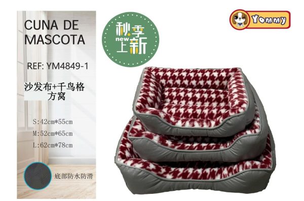 Cuna con tela de camuflaje y pelaje de conejo gris 3 piezas - Diseño excepcional para mascotas