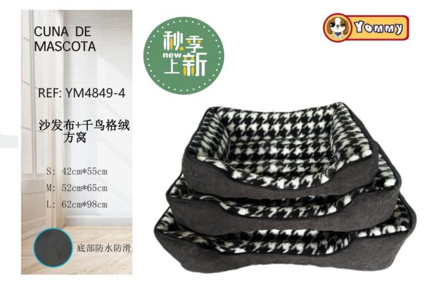 Cuna con tela de camuflaje y pelaje de conejo negro 3 piezas - Camas elegantes para mascotas