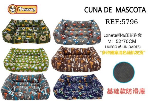 Cuna cuadrada para perros con base antideslizante 52x70 cm - Accesorios para mascotas