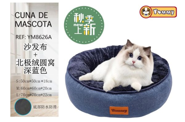 Cuna de perro 3 piezas color azul - Camas para mascotas de lujo