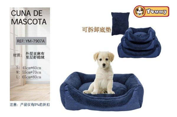 Cuna de perro 3 piezas color azul oscuro - Camas para mascotas de lujo