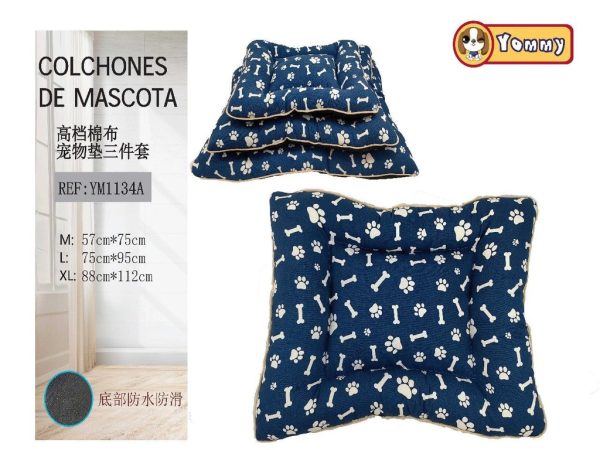 Cuna de perro 3 piezas color azul ref 1134A - Camas para mascotas de lujo