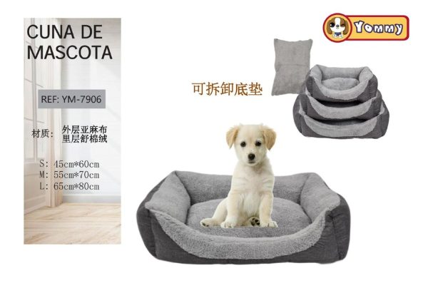 Cuna de perro 3 piezas color gris - Camas para mascotas de lujo