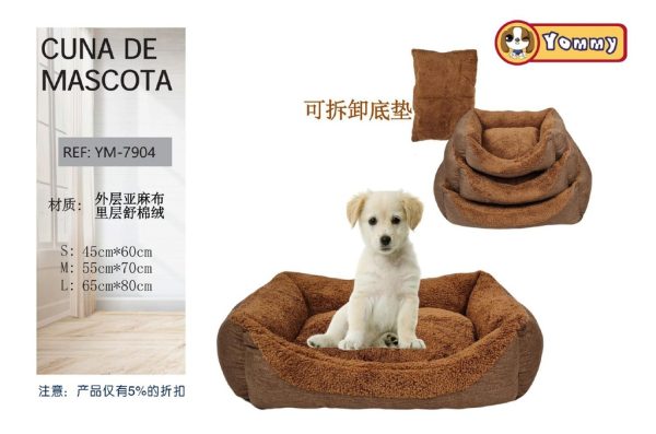 Cuna de perro 3 piezas color marrón oscuro - Camas para mascotas de lujo