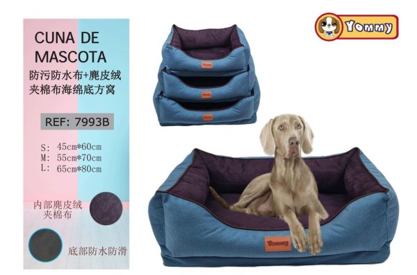 Cuna de perro anti mancha 3 piezas azul y morado - Accesorios para mascotas y confort canino