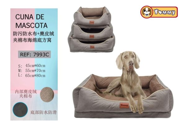Cuna de perro anti mancha 3 piezas beige y crema - Accesorios para mascotas y confort canino