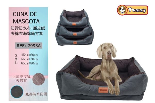 Cuna de perro anti mancha 3 piezas gris y marrón - Accesorios para mascotas y confort canino