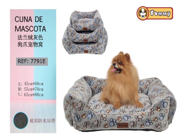Cuna de perro de felpa con diseño de huella 3 piezas - Cama para mascotas